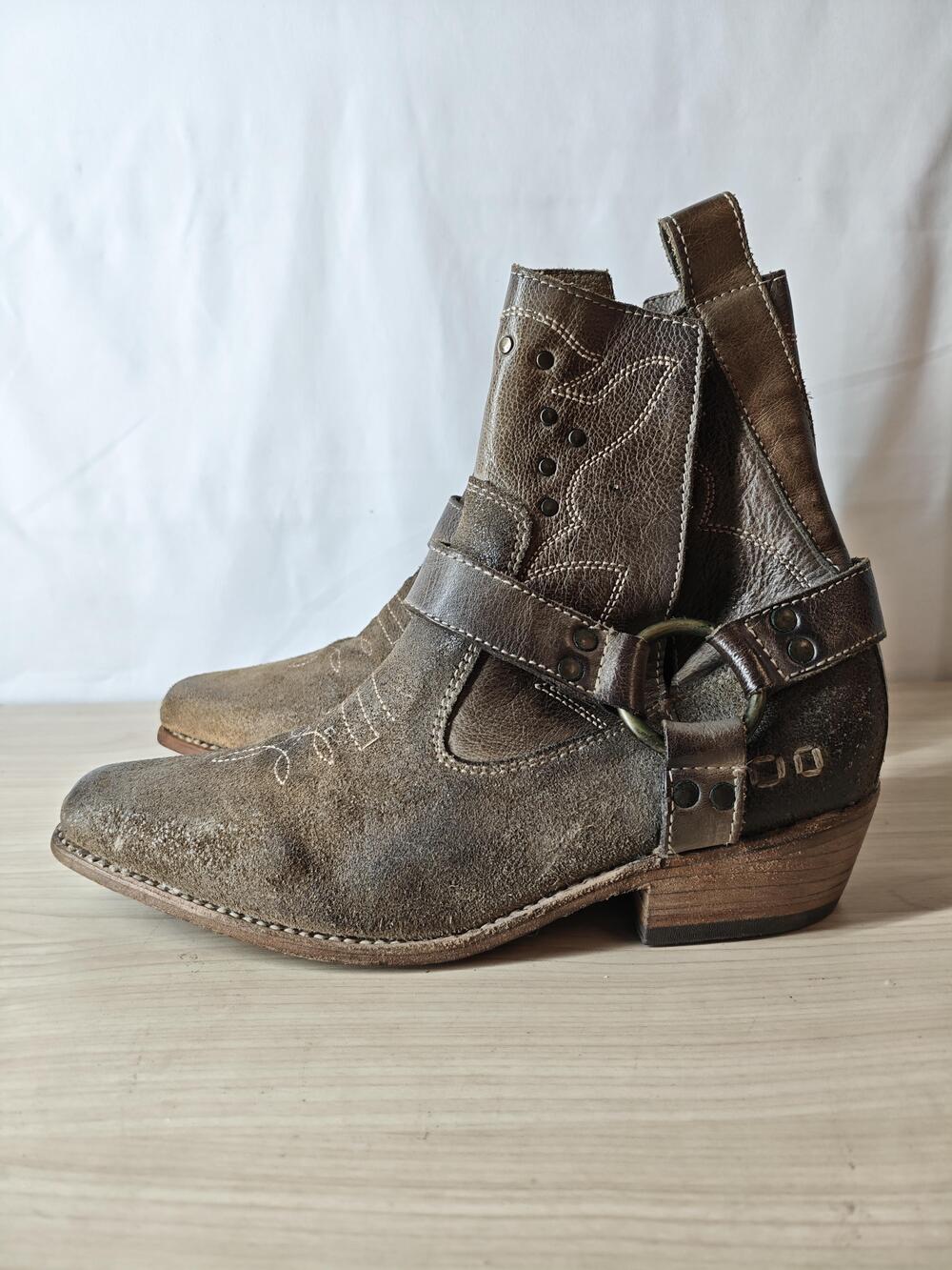 Bed Stu Boots Womens Size 6 Brown Harness Ankle Western Leather Goodyear Welt